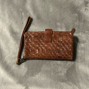 Woven Brown Leather Wallet Clutch Vilenca Holland